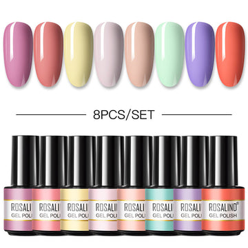 Rosalind Mini Soak Off Professional Nail Art Gel Polish Set 8PCS Nail Art Design LED/UV Lamp